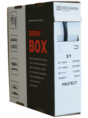 DSG-Canusa - DERAY-PROTECT 12/4 SCHWARZ - Heat-shrink tubing spool box black 12 mmx4 mmx2.5 m, DERAY-PROTECT 12/4 SCHWARZ, DSG-Canusa