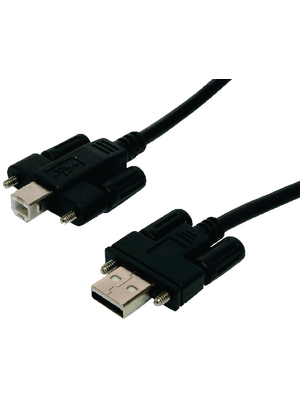 Exsys - EX-K1555V - Screw lock USB 2.0 cable, A to B, male to male 5.00 m black, EX-K1555V, Exsys