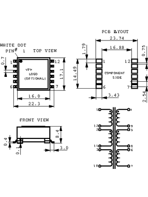 Eaton - VP3-0780-R - SMD transformer  63.2 uH (6x), VP3-0780-R, Eaton