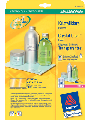 Avery Zweckform - L7781-25 - Crystal clear labels, L7781-25, Avery Zweckform