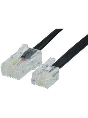  - PB-219-02 - Telephone cable, RJ12 (6P6C) 0.50 m black, PB-219-02