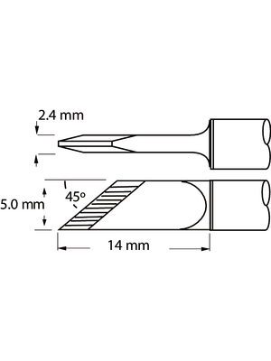Metcal - SFV-DRK50 - Soldering tip Knife / 45 / Bevelled / Tinned area lenght 2 mm 5.0 mm 390 C, SFV-DRK50, Metcal