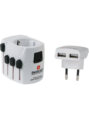 SKross - 1.302400 - World Travel Adapter Pro USB Protective Contact CH / IT / AU / CN / UK / HK / USA, 1.302400, SKross