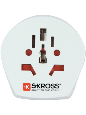 SKross - 1.500202 - Single Travel Adapter for South Africa and Europe CH / UK / HK / USA / Type L / AU / Protective Contact IN / ZA / Protective contact / FR / PL / BE / CZ / SK, 1.500202, SKross
