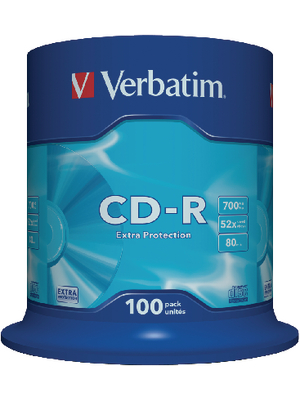 Verbatim - 43411 - CD-R 700 MB Spindle of 100, 43411, Verbatim