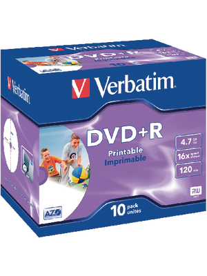 Verbatim - 43508 - DVD+R 4.7 GB 10x Jewel Case, 43508, Verbatim