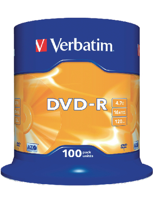 Verbatim - 43549 - DVD-R 4.7 GB Spindle of 100, 43549, Verbatim