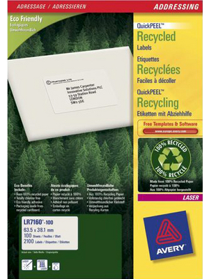 Avery Zweckform - LR3475 - Recycled Universal labels 70 x 36 mm, LR3475, Avery Zweckform