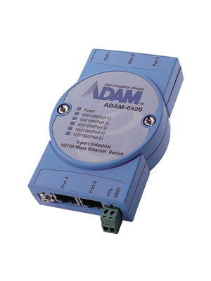 Advantech - ADAM-6520 - Industrial Ethernet Switch 5x 10/100 RJ45, ADAM-6520, Advantech