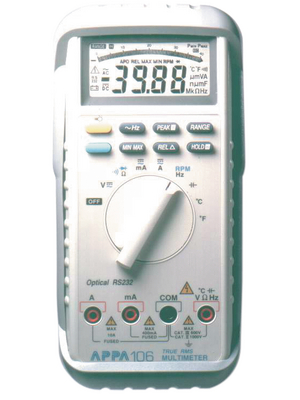 Appa - APPA 106 RMS +CAL - Multimeter digital TRMS 4000 digits 750 VAC 1000 VDC 10 ADC, APPA 106 RMS +CAL, Appa
