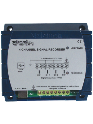 Velleman - PCS10 - 4-channel USB recorder / logger, 4 channels 4, PCS10, Velleman
