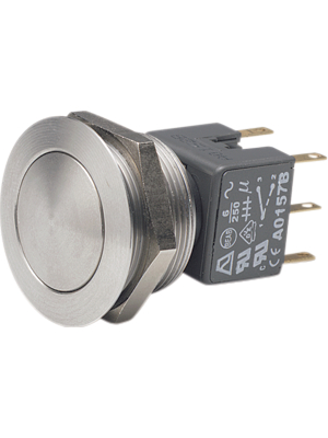 Apem - AV24LB40B - Push-button Switch, vandal proof 24.2 mm 250 VAC / 12 VDC 6 A 2 change-over (CO), AV24LB40B, Apem