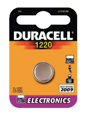 Duracell - DL 1220 - Button cell battery,  Lithium, 3 V, 34 mAh, DL 1220, Duracell