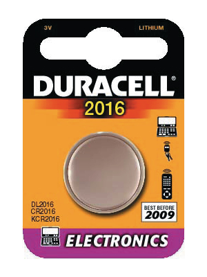 Duracell - DL 2016 - Button cell battery,  Lithium, 3 V, 72 mAh, DL 2016, Duracell