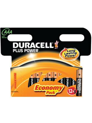 Duracell - PLUS POWER AAA - Primary battery 1.5 V LR03/AAA Pack of 12 pieces, PLUS POWER AAA, Duracell