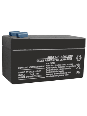 Elbro - SMSBA1,3E - Lead-acid battery 12V/1.3Ah, SMSBA1,3E, Elbro