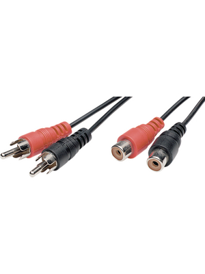  - AC9-3,0M/BK-R - Extension cable audio stereo cinch 3.00 m black, AC9-3,0M/BK-R