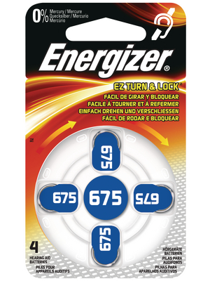 Energizer - HA ZINC AIR 675 DP-4 - Hearing-aid battery 1.4 V 635 mAh PU=Pack of 4 pieces, HA ZINC AIR 675 DP-4, Energizer
