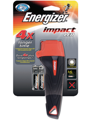 Energizer - IMPACT NEW RUBBER LED 2AAA - LED Torch 11 lm Orange/black, IMPACT NEW RUBBER LED 2AAA, Energizer