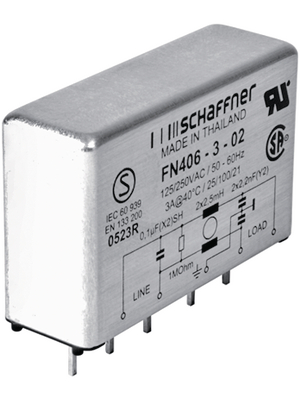 Schaffner - FN406-0,5-02 - Interference filter, wired 0.5 A ,250 VAC, FN406-0,5-02, Schaffner