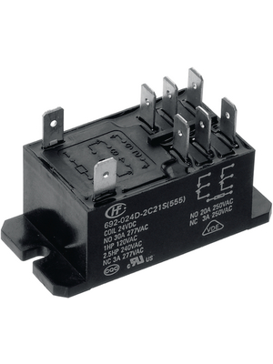 Hongfa - HF92F/024D-2C21S - Industrial controller, 2 changeover contacts 24 VDC 1700 mW, HF92F/024D-2C21S, Hongfa