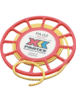 Partex - PA-02003SV40.0 - Cable markers, '0' 3 mm yellow, PA-02003SV40.0, Partex