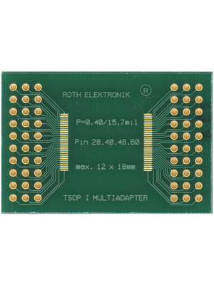 Roth Elektronik - RE900-01 - Laboratory card FR4 Epoxide + chem. Ni/Au TSOP I 60 Adapter, RE900-01, Roth Elektronik