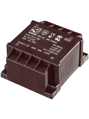 Hahn - UI 481 0002 - PCB transformer 40 VA 9 VAC  (2x), UI 481 0002, Hahn