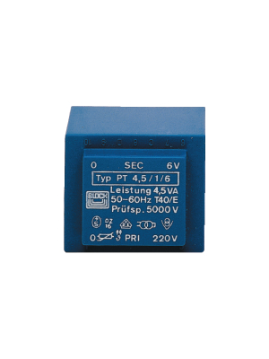 Block - PT 4,5/1/8 - PCB transformer 4.5 VA 8 VAC  (1x), PT 4,5/1/8, Block