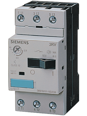 Siemens - 3RV1011-0GA10 - Power Switch, 0.45...0.63 A, 0.63 A, 3RV1011-0GA10, Siemens