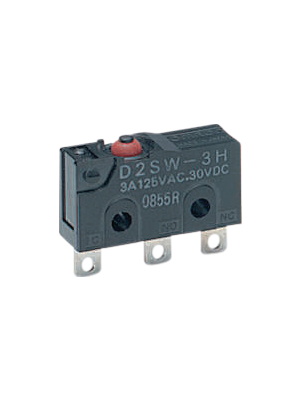 Omron Electronic Components - D2SW-3H - Micro switch 2 AAC / 3 ADC Plunger N/A 1 change-over (CO), D2SW-3H, Omron Electronic Components