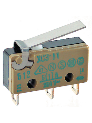 Saia - XCF3-J1Z1 - Micro switch 10 AAC Flat lever N/A 1 change-over (CO), XCF3-J1Z1, Saia