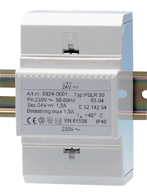 Tufvassons Transformator - PSLR 30 230/24VDC - Switched-mode power supply / 1.3 A, PSLR 30 230/24VDC, Tufvassons Transformator