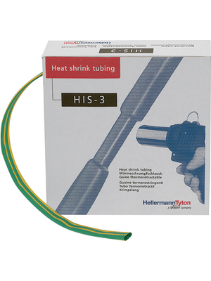 HellermannTyton - HIS-3-3/1-GNYE - Heat-shrink tubing spool box yellow/green 3 mmx1 mmx10 m - 308-30307, HIS-3-3/1-GNYE, HellermannTyton