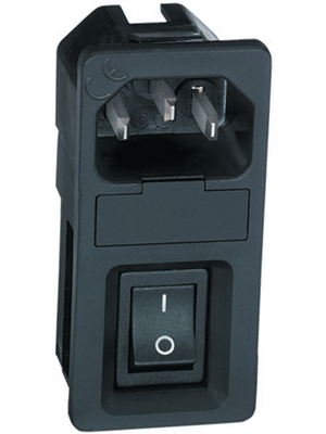 Schurter - 4304.6064 - Plug C14 Faston 4.8 x 0.8 mm 10 A/250 VAC black Snap-in L + N + PE, 4304.6064, Schurter