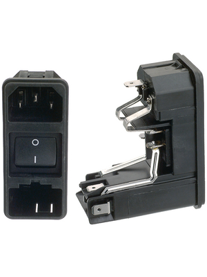 Schurter - KD14.4101.105 - Plug C14 Faston 4.8 x 0.8 mm 10 A/250 VAC black Snap-in, KD14.4101.105, Schurter