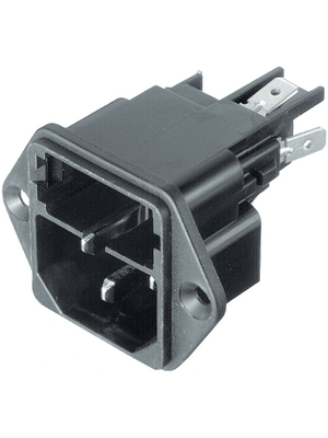 Schurter - 4301.0001 - Plug C14 Faston 4.8 x 0.8 mm 10 A/250 VAC black Screw mounting L + N + PE, 4301.0001, Schurter