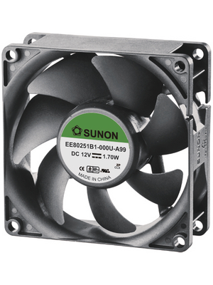 Sunon - EE80251B1-000U-A99 - Axial fan DC 80 x 80 x 25 mm 41 m3/h 12 VDC 1.7 W, EE80251B1-000U-A99, Sunon