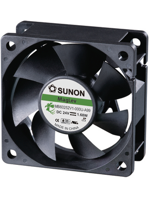 Sunon - MB60252V1-000U-A99 - Axial fan DC 60 x 60 x 25 mm 23.5 m3/h 24 VDC 1.9 W, MB60252V1-000U-A99, Sunon