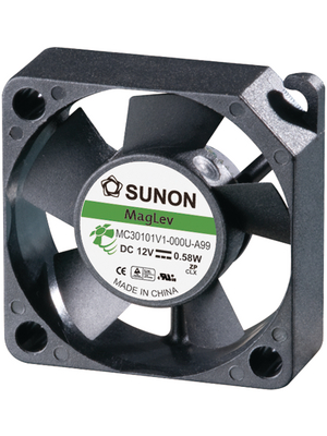 Sunon - MC30101V1-0000-A99 - Axial fan DC 30 x 30 x 10 mm 5.5 m3/h 12 VDC 0.58 W, MC30101V1-0000-A99, Sunon