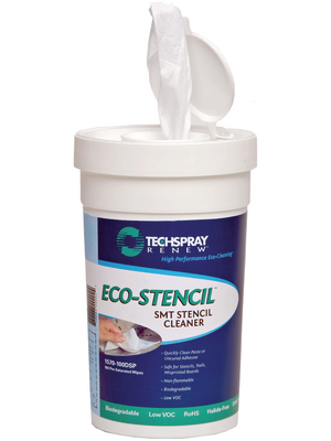 Techspray - 1570-100DSP, CH DE - Eco-Stencil cleaner wipes, 1570-100DSP, CH DE, Techspray