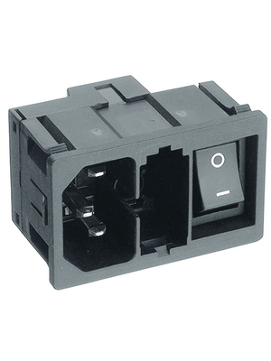 Schurter - KM00.1205.11 - Plug C14 Faston 4.8 x 0.8 mm 10 A/250 VAC black Snap-in L + N + PE, KM00.1205.11, Schurter