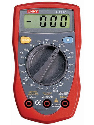 UNI-T - UT33D - Multimeter digital RMS 1999 digits 250 VAC 250 VDC 10 ADC, UT33D, UNI-T