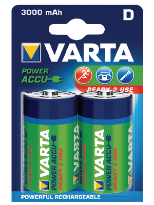 VARTA - 56720101402 - NiMH rechargeable battery HR20 / D 1.2 V 3000 mAh PU=Pack of 2 pieces, 56720101402, VARTA