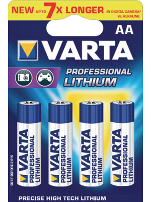 VARTA - 6106 PROFESIONAL LITHIUM 4P - Primary Lithium-Battery 1.5 V FR6/AA Pack of 4 pieces, 6106 PROFESIONAL LITHIUM 4P, VARTA