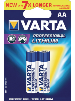 VARTA - 6106 PROFESIONAL LITHIUM 2P - Primary Lithium-Battery 1.5 V FR6/AA Pack of 2 pieces, 6106 PROFESIONAL LITHIUM 2P, VARTA