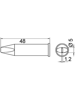 Weller - XHT D - Soldering tip Chisel shaped 5.0 mm, XHT D, Weller