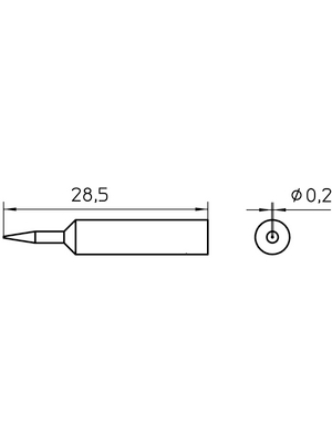 Weller - XNT 1S - Soldering tip Round shape narrow 0.2 mm, XNT 1S, Weller