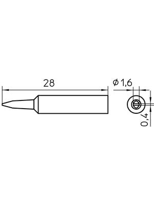 Weller - XNT A - Soldering tip Chisel shaped 1.6 mm, XNT A, Weller