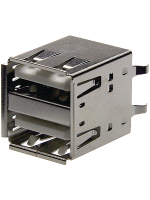 Wrth Elektronik - 614008235023 - Dual socket, vertical USB A 2 x 4P THD, 614008235023, Wrth Elektronik